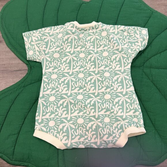 The Little Surfer Dude 6-12M Surf Bubble Romper French Terry - Picture 2 of 5